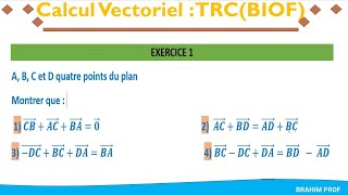 EXERCICE 1 CALCUL VECTORIEL TRC [upl. by Leonid]