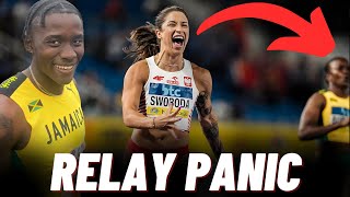 Sandrey Davison AGAIN RELAY PANIC FANS FUMING  WORLD RELAYS [upl. by Borszcz855]