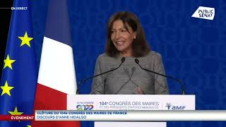 Anne Hidalgo devant lAMF  les maires sont les quotpremières lignes de la Républiquequot [upl. by Porett682]