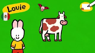 🇲🇽 🇨🇴 🇦🇷 Louie dibújame 🎨✐ Aprende a dibujar una vaca  Para niños ⬇️⬇️⬇️ Más [upl. by Batory]