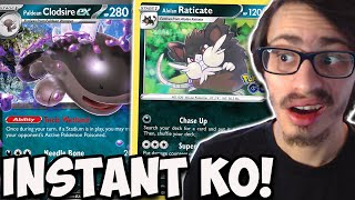 INSTANT Knockout Clodsire ex Raticate Deck Poison Raticate Combo Paldea Evolved PTCGL [upl. by Balcke]