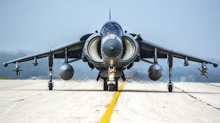 US Marine Corps AV8B Harrier II Jets Preflight Takeoff amp Landing [upl. by Benedicta831]