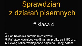 Sprawdzian z działań pisemnych klasa 4 [upl. by Jola600]