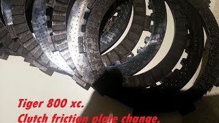 Tiger 800 xc Clutch friction plate change [upl. by Naeloj973]