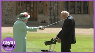 Captain Tom Moore knighted by The Queen During Outdoor Ceremony at Windsor Castle [upl. by Kosak639]