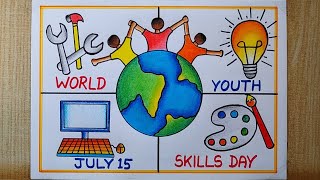 World Youth Skills Day poster drawing easy How to draw Youth day drawing  Easy poster drawing [upl. by Ahseret929]