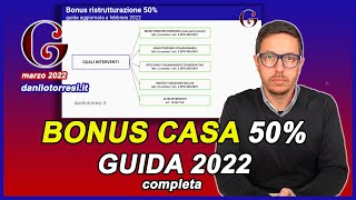 BONUS RISTRUTTURAZIONE CASA 50  la guida 2022 completa con la nuova cessione del credito [upl. by Zindman474]