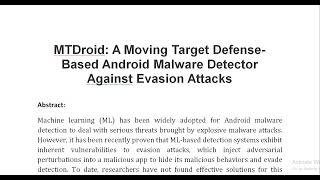 MTDroid A Moving Target Defense Based Android Malware Detector Against Evasion Attacks [upl. by Oilejor]