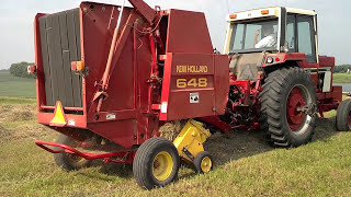 IH 1086 baling w NH 648 round baler part 3 [upl. by Aerbas]