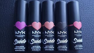 NYX Suede Matte Lipstick 💋  Lip Swatches amp Review [upl. by Head]