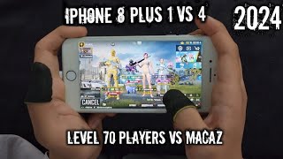 IPHONE 8 PLUS IS STILL BEAST IN 2024  PUBG MOBILE 1 VS 4 HANDCAM GAMEPLAY [upl. by Hairahcaz]