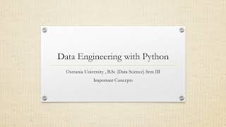 Data Engineering with Python  Osmania University BSc 3rd Semester  Important Questions 2024 [upl. by Adnoraj467]