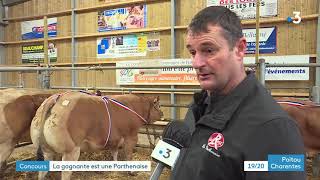 Concours danimaux de boucherie de Parthenay  la gagnante est une Parthenaise [upl. by Nivle]