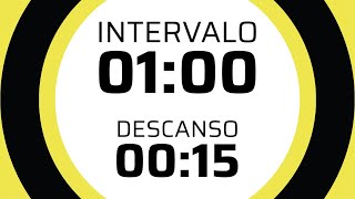 CRONOMETRO  Duración 1 hora  Intervalos de 1 minuto  15 segundos de descanso  Sin música [upl. by Laius]