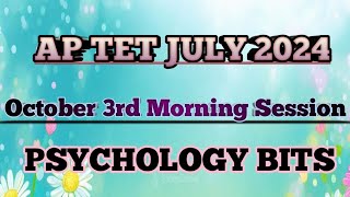 AP TET JULY 2024  oct 3rd morning session psychology bits [upl. by Endaira75]