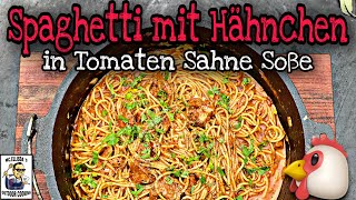 Hähnchen Spaghetti in Tomaten Sahne Soße  One Pot Dutch Oven Rezepte [upl. by Oirom]