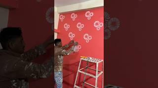 Wall stencil painting best wall stencil design shorts painting stencil [upl. by Matusow499]