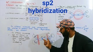 sp2 hybridization  Explaintion of ethene according to sp2 hybridization  11th class chemistrych6 [upl. by Nallaf]