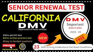 2024 DMV Senior Renewal Test  DMV Written Test 2024 California  DMV Important questions 202324 [upl. by Rebor928]