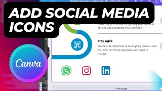 Adding Social Media Icons Instagram LinkedIn WhatsApp in Canva [upl. by Kendry]