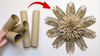 Smart Toilet Paper Roll Craft Idea ♻️ Paper Wall Flower Tutorial 🌸 Easy Handmade Room Decor DIY [upl. by Artamas]