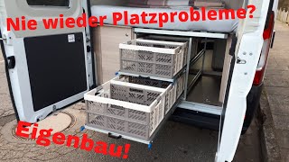 Eigenbau Vollauszug für Heckgarage im Kastenwagen Pössl Summit 600 Regalsystem für Wohnmobil bauen [upl. by Ttsepmet]