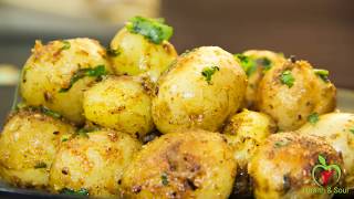 Garlic roasted baby potatoes  Veg Starter  Quick Recipe  Crispy Potatoes [upl. by Hgielsel]