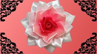 DIY kanzashi flower how to make ribbon rosekanzashi rosekanzashi flores de cinta [upl. by Ariahay252]