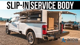 8 Aluminum SlipIn Service Body  2024 Ford F350 Crew Cab Service Truck [upl. by Soiritos]