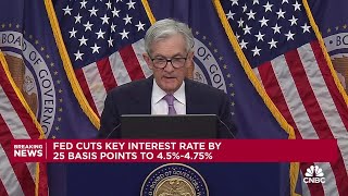 Federal Reserve Chair Powell speaks after Fed cut interest rates by a quarter point [upl. by Fanya433]