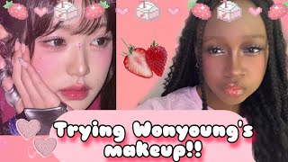 wonyoung inspired makeup on dark skin  makeup tutorial 🍓 [upl. by Shani547]