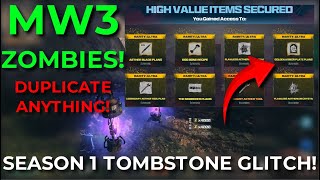 SEASON 1 SOLO TOMBSTONE DUPLICATION GLITCH SPAWN WITH GOD LOOT AFTER PATCH MW3 Zombies [upl. by Dukie]