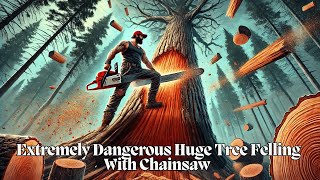 Extremely Dangerous Huge Tree Felling With Chainsaw  Incredible Lumberjack Cutting Skills [upl. by Dranoel]