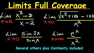 Limits Full Coverage  Basics Surds infinity Zero Exponentials Trig Limits Continuity etc [upl. by Amaty404]