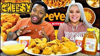 CHEESY POPEYES MUKBANG WITH NICOLE🧀🍯🍗 [upl. by Akinot]