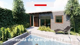 Casa de Campo 8 x 12 mts I 1 piso I PLANO de Casas arquitecto [upl. by Hammond983]