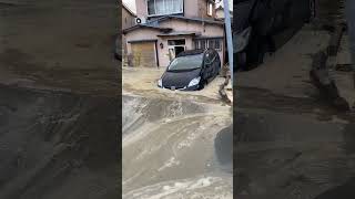 Liquefaction tilts buildings in Uchinada Ishikawa Japan [upl. by Mona]