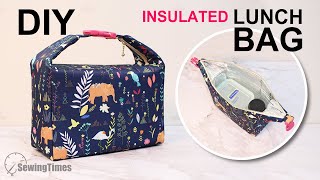 DIY INSULATED LUNCH BAG  Waterproof Picnic Bag Tutorial sewingtimes [upl. by Otto]