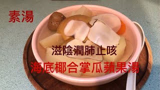 《每週湯水》 海底椰合掌瓜蘋果素湯，滋陰潤肺止咳祛痰linaskyvancover原創字幕］ [upl. by Honna]