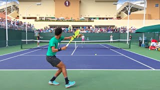 Felix Auger Aliassime amp Grigor Dimitrov  Indian Wells Practice Court Level 4k 60fps [upl. by Htenek]