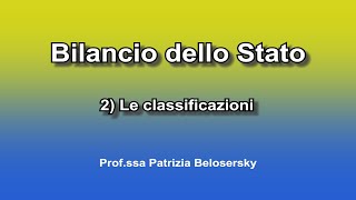 Bilancio dello Stato 2 Le classificazioni [upl. by Grof]