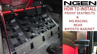 MSRACING BIPOSTO KIT amp SEATBELT PLANET FRONT SEATBELTS Install on a Fiat 500 Abarth  HOW TO [upl. by Ysnat357]