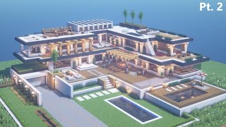 Minecraft Modern Mega Mansion Tutorial Pt 2  Architecture Build 11 [upl. by Corsiglia]