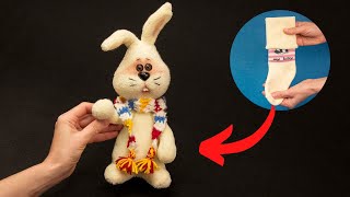 DIY a funny bunny out of socks  without a sewing machine and no pattern [upl. by Selway748]