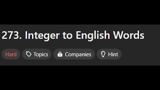 273 Integer to English WordsLeetcode Hard [upl. by Gaw962]