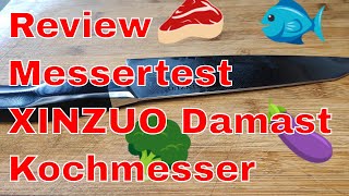 Review  Messertest XINZUO Damast Kochmesser [upl. by Yci]