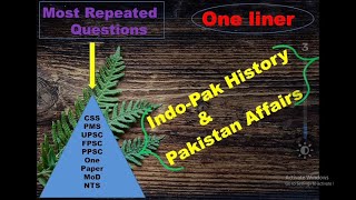 One liner most repeated questions of Indo pak history and Pakistan affairs LECTURE1 [upl. by Ttirrem]