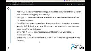 Python Logging  Lesson 02  Log Levels [upl. by Nyahs]
