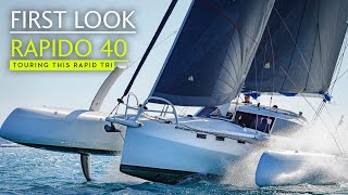 Cfoils on a fast cruising carbon trimaran This looks rapid  Rapido 40 tour  Yachting World [upl. by Osmond]