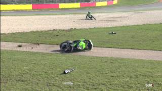 Andreozzi destroys his ZX10R in FP3 crash [upl. by Atnomed81]